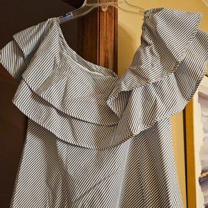 WHBM Navy & White Stripe Top Size 14